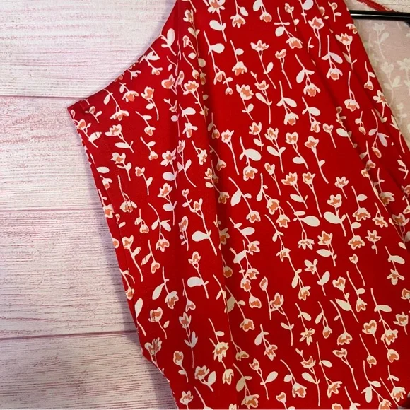 Lands End Red Floral Twist Front Floral Maxi Dress Size Large - Picture 7 of 10